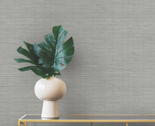 Winn Grey Faux Grasscloth Wallpaper