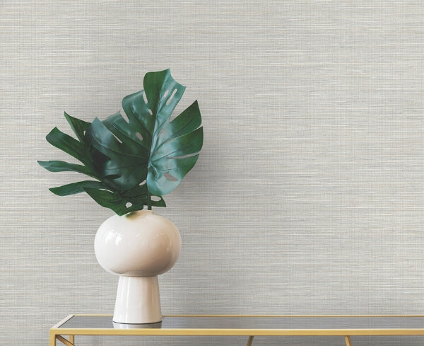 Winn Light Grey Faux Grasscloth Wallpaper
