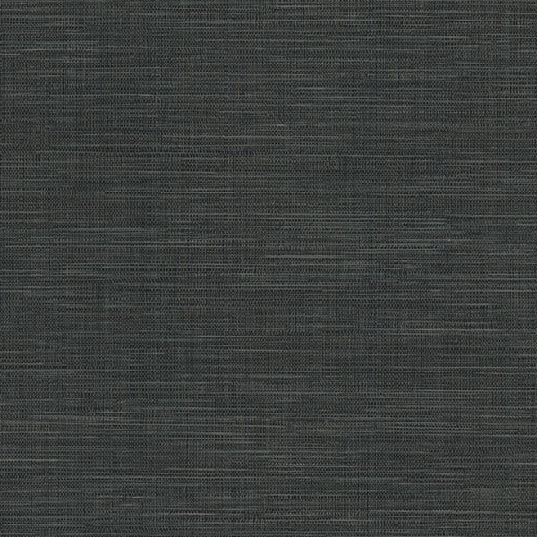 Winn Black Faux Grasscloth Wallpaper