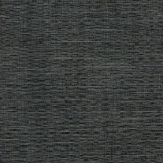 Winn Black Faux Grasscloth Wallpaper