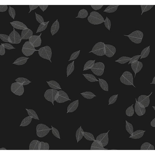 Myles Black Leaves Wallpaper