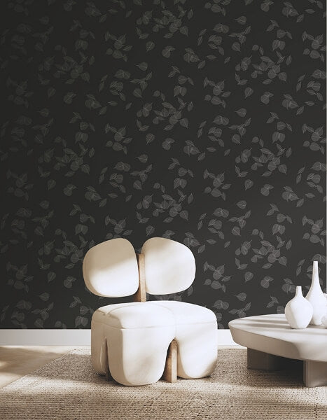 Myles Black Leaves Wallpaper