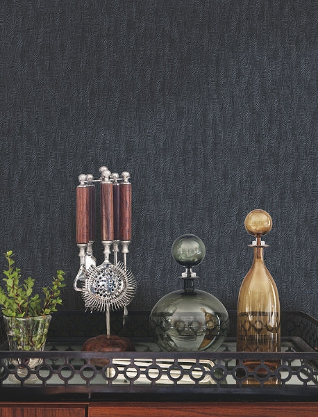 Bryson Navy Feathered Texture Wallpaper