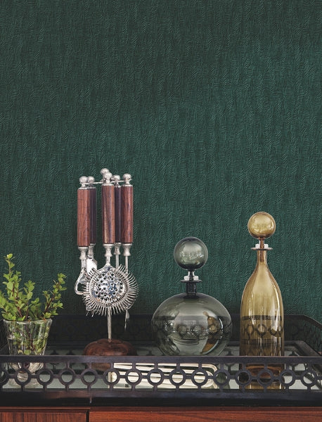 Bryson Evergreen Feathered Texture Wallpaper
