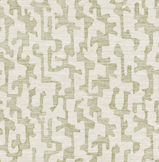 Cipher Moss Geometric Faux Grasscloth Wallpaper