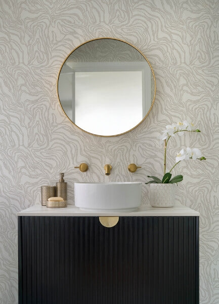 Massar Taupe Modern Marbled Wallpaper