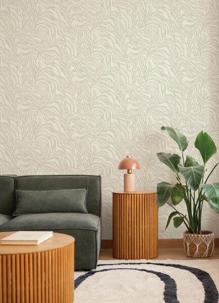 Massar Taupe Modern Marbled Wallpaper