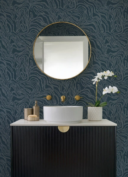 Massar Teal Modern Marbled Wallpaper