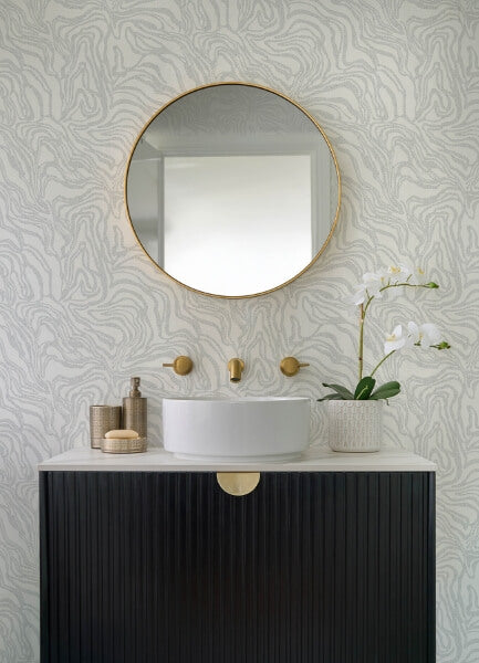 Massar Silver Modern Marbled Wallpaper