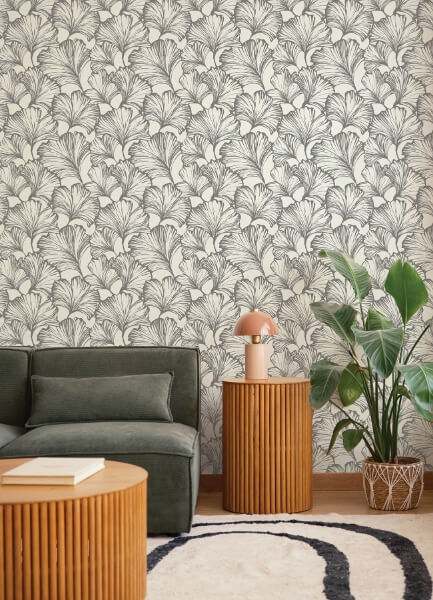 Kyoto Charcoal Ginkgo Leaf Wallpaper