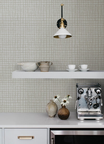 Albin Beige Gridline Wallpaper