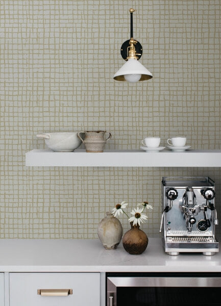 Albin Pearl Gridline Wallpaper