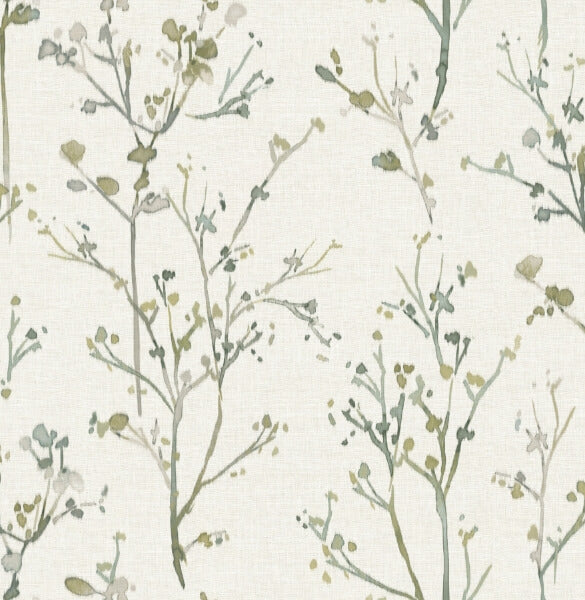 Silverling Moss Budding Branches Wallpaper