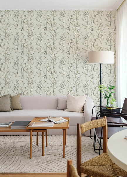 Silverling Neutral Budding Branches Wallpaper