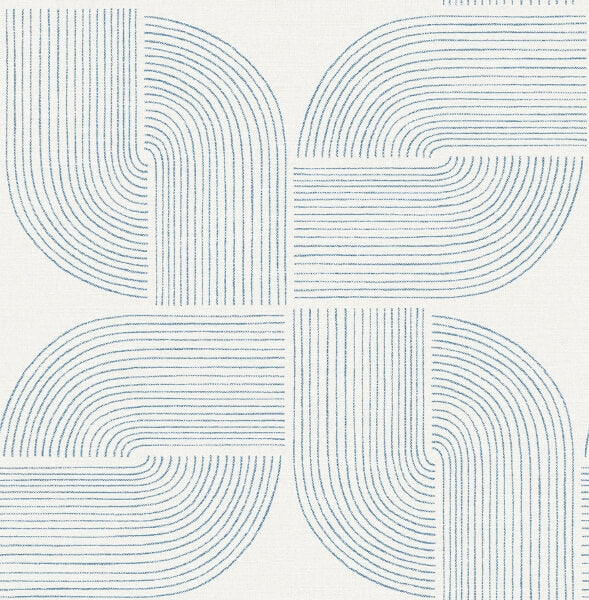 Savoye Dark Blue Spiral Arches Wallpaper