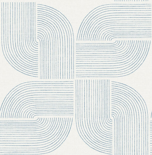 Savoye Dark Blue Spiral Arches Wallpaper