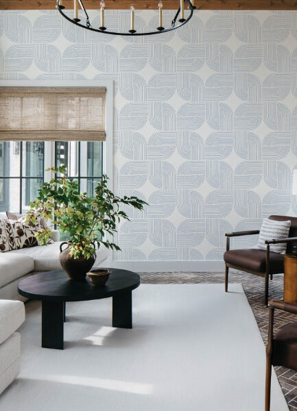 Savoye Dark Blue Spiral Arches Wallpaper