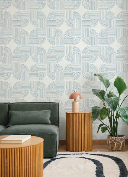 Savoye Dark Blue Spiral Arches Wallpaper