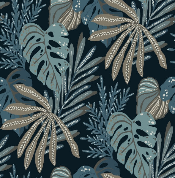 Alocasia Blue Tropical Foliage Wallpaper