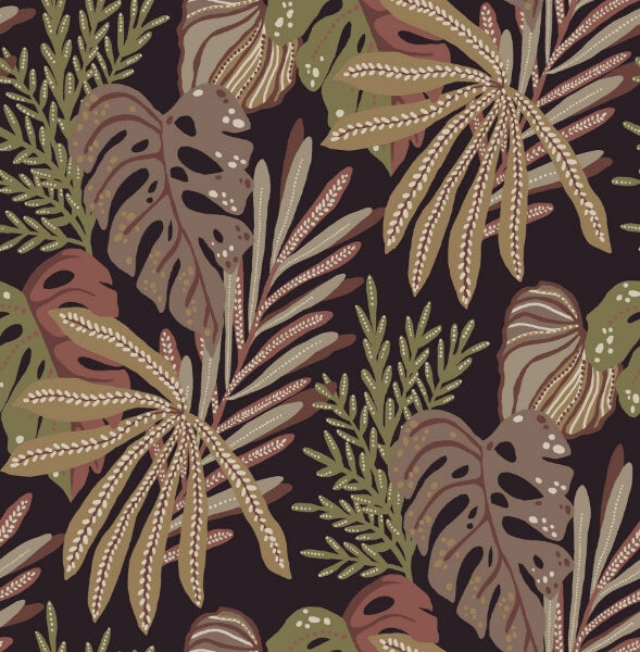Alocasia Burgundy Tropical Foliage Wallpaper
