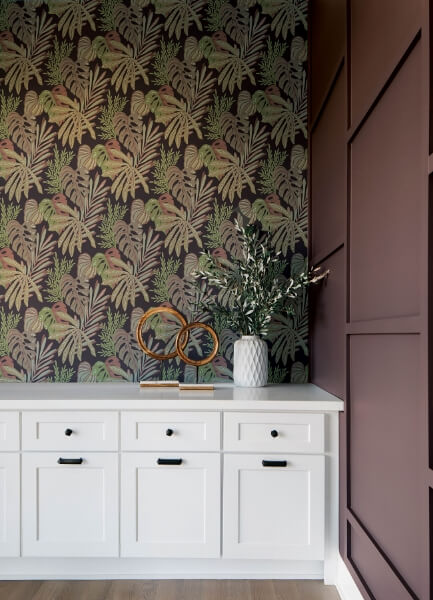 Alocasia Burgundy Tropical Foliage Wallpaper