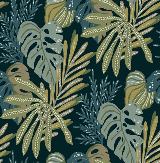 Alocasia Green Tropical Foliage Wallpaper