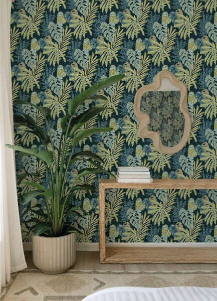Alocasia Green Tropical Foliage Wallpaper
