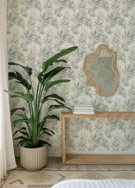 Serenade Aqua Ferns Wallpaper