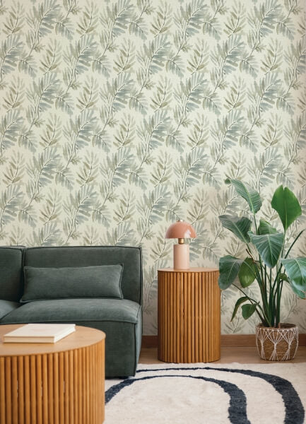 Serenade Aqua Ferns Wallpaper