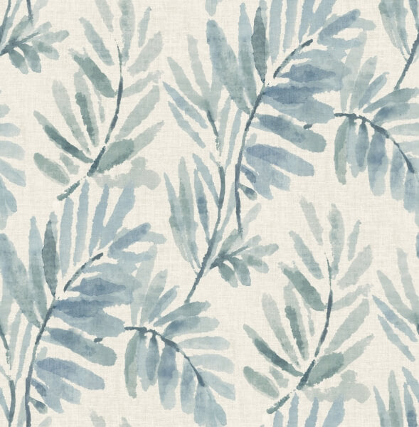 Serenade Blue Ferns Wallpaper