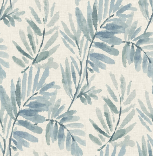 Serenade Blue Ferns Wallpaper