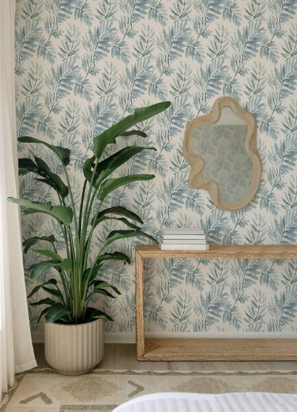 Serenade Blue Ferns Wallpaper