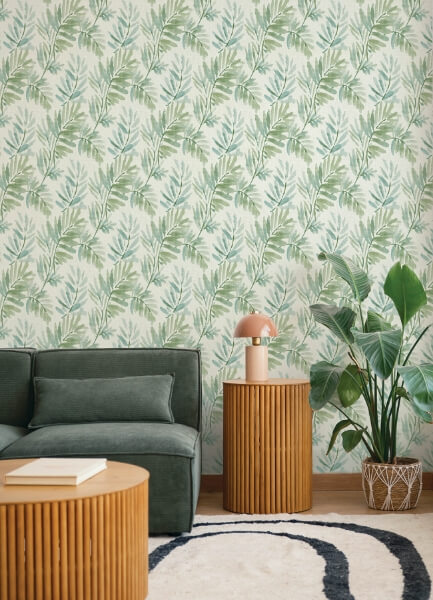 Serenade Sea Green Ferns Wallpaper