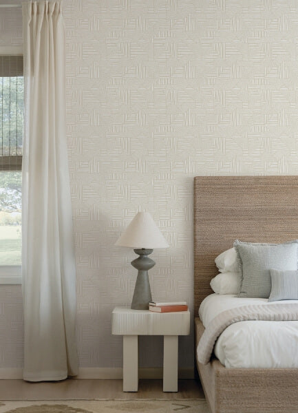Crescendo Silver Block Geometric Wallpaper