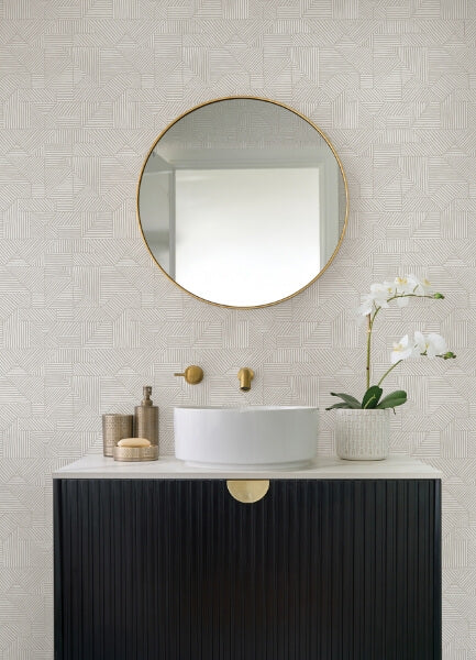 Crescendo Silver Block Geometric Wallpaper