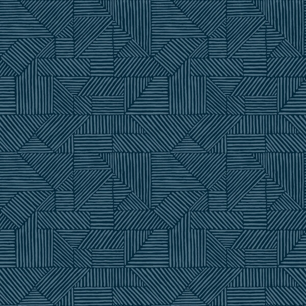 Crescendo Dark Blue Block Geometric Wallpaper