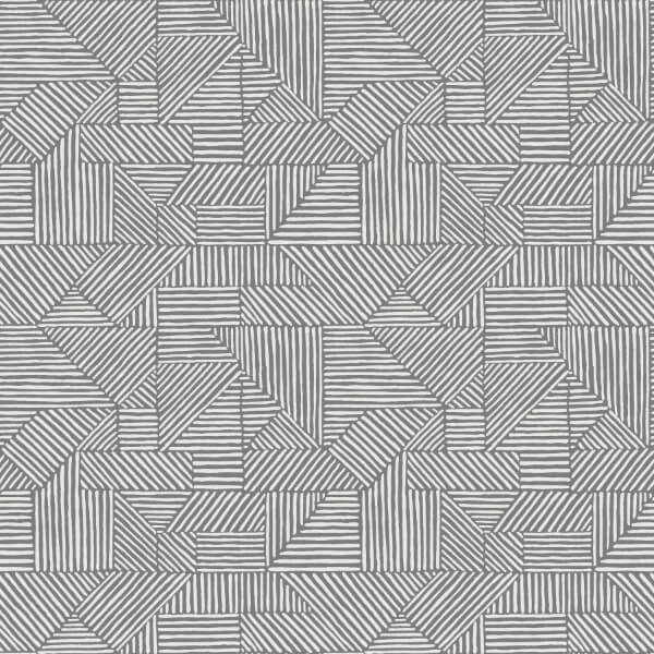 Crescendo Dark Grey Block Geometric Wallpaper