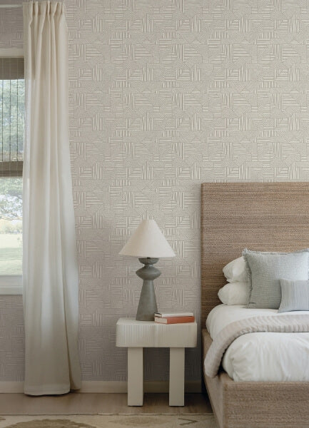 Crescendo Light Grey Block Geometric Wallpaper
