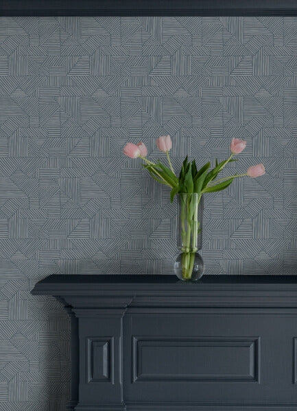 Crescendo Blue Block Geometric Wallpaper