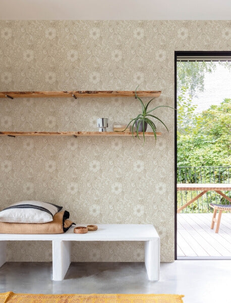 Liora Beige Floral Trail Wallpaper
