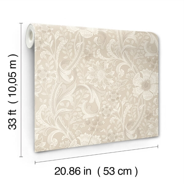 Liora Beige Floral Trail Wallpaper
