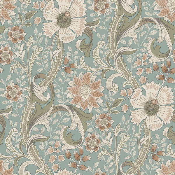 Liora Aqua Floral Trail Wallpaper