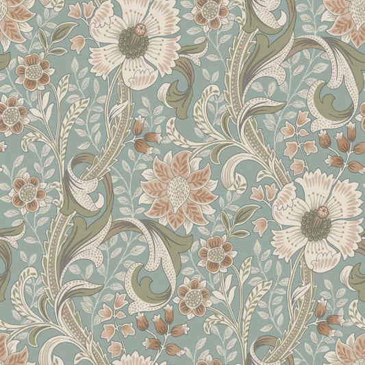Liora Aqua Floral Trail Wallpaper