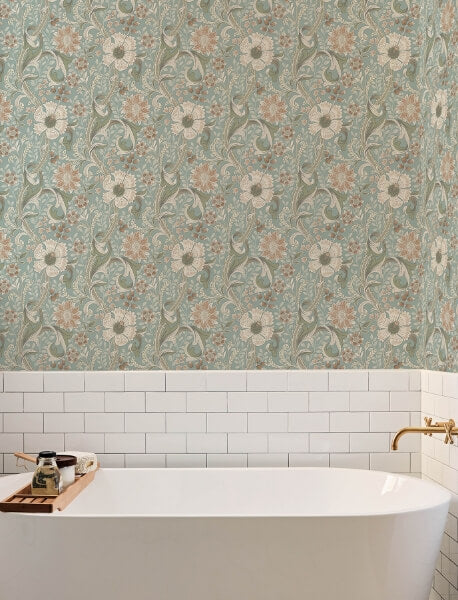 Liora Aqua Floral Trail Wallpaper