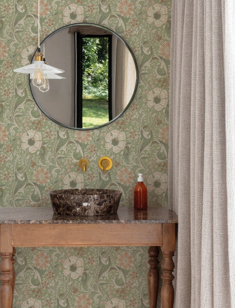 Liora Green Floral Trail Wallpaper