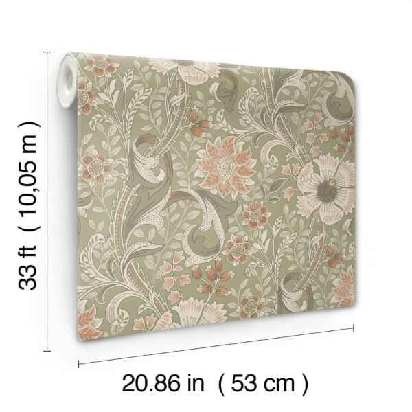Liora Green Floral Trail Wallpaper