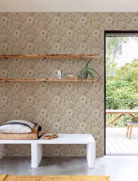 Liora Taupe Floral Trail Wallpaper