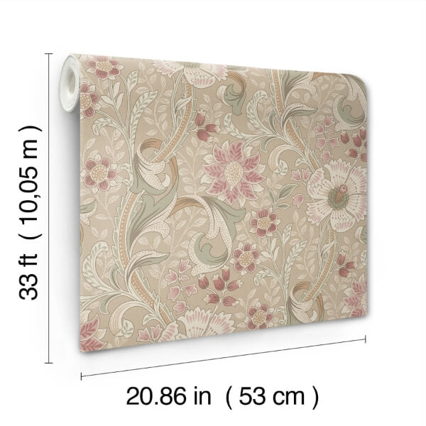 Liora Taupe Floral Trail Wallpaper
