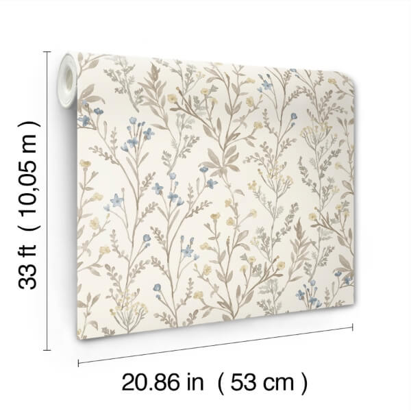 Laverne Neutral Wildflowers Wallpaper