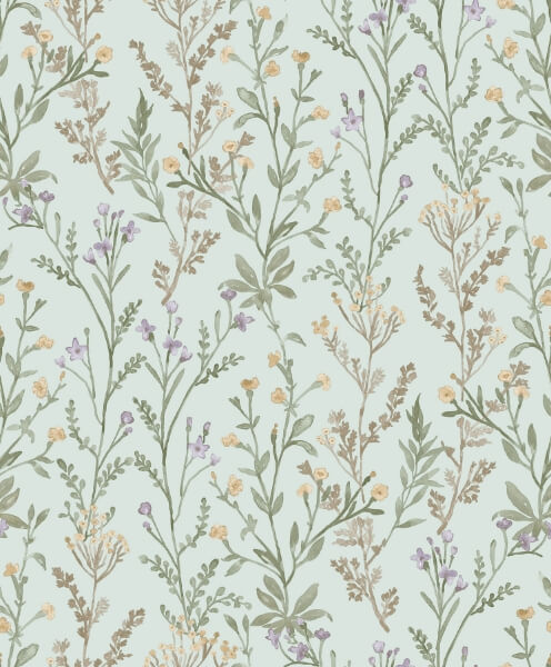 Laverne Aquamarine Wildflowers Wallpaper